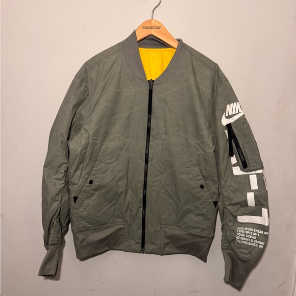 Nike Air Force Dark Stucco Vivid Sulfur Reversible Bomber Jacket